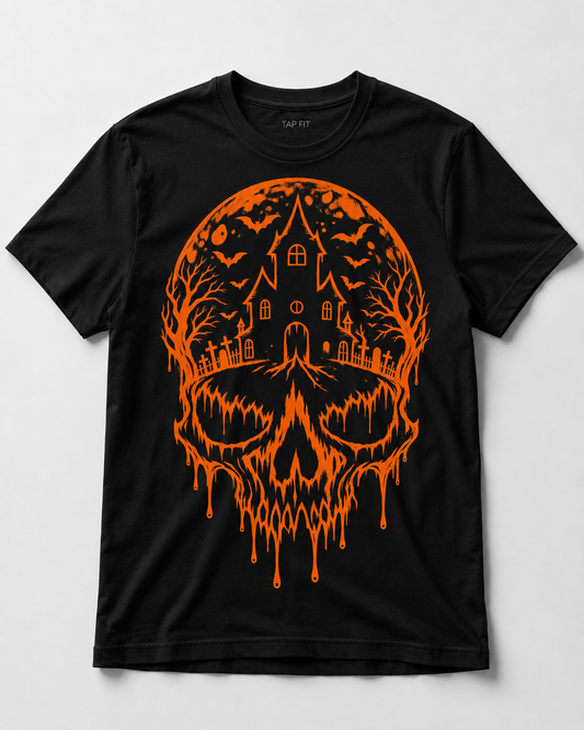 Haunted House Skull Halloween T-Shirt